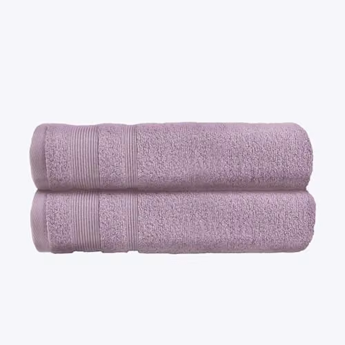 Allure Bath Fashions Pack of 3 Fluffy Egyptian Cotton Towels with Border in Purple, W/H: 70 x 120 cm – 3