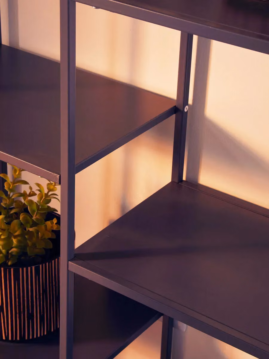 Orsina Grey Metal Multi Level Corner Shelf Unit, W/D/H: 120 x 30 x 188 cm – 2
