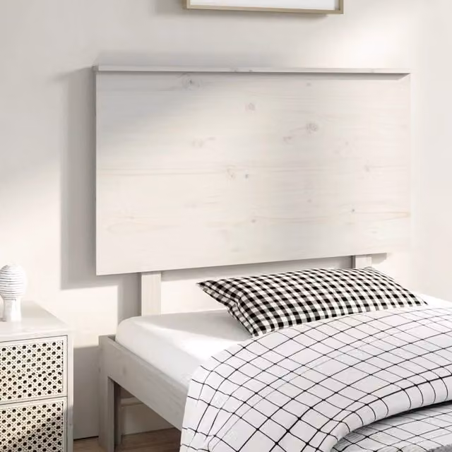 Berkfield Home White Rustic Solid Wood Pine Bed Headboard W: 94 cm, D: 6 cm, H: 82.5 cm