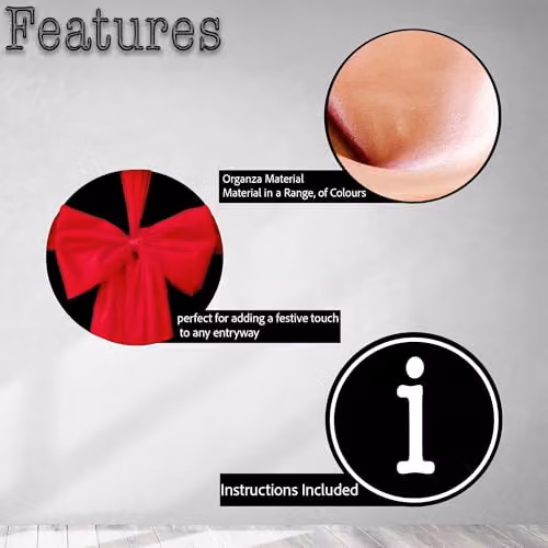 SHATCHI Red Christmas Door Bow 9m Giant Textile Bow for Festive Home Decoration – 3