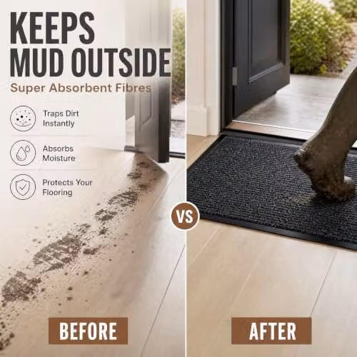 Desire Rugs Non-Slip Dirt Trapper Door Mat with Rubber Edges, Anthracite Grey, W: 40 cm, D: 60 cm – 6