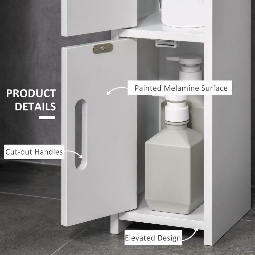 STILVORA Modern White Freestanding Bathroom Storage Cabinet with Internal Shelves and Hinged Doors – 3