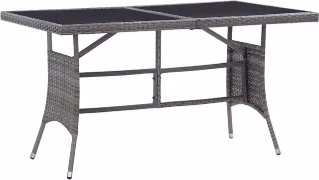 Berkfield Home Modern Grey Poly Rattan Garden Table W/D/H: 140 x 80 x 74 cm – 1