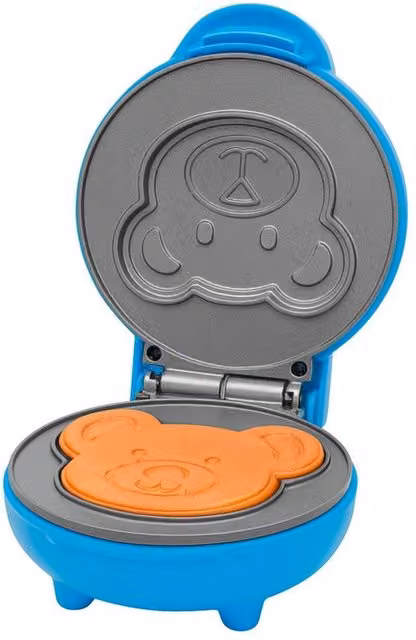 Kelvenix Teddy Bear Mini Waffle Maker, 550W, Non-Stick, Blue – 1