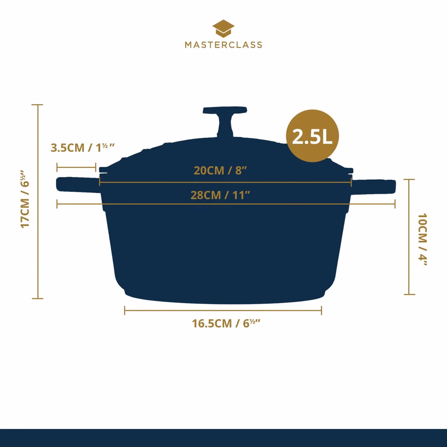 MasterClass Non-Stick Aluminium Casserole Dish with Lid, 2.5 l, Blue – 3