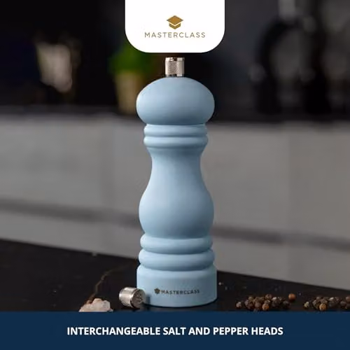 MasterClass Salt or Pepper Mill with Interchangeable Caps and Ceramic Grinder, Blue, Height: 17 cm – 3