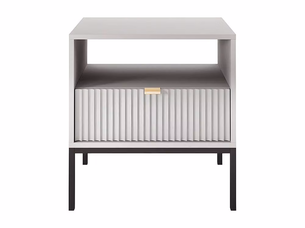 Vente-unique LIOUBA Bedside Table with 1 Drawer and 1 Open Compartment in Light Grey – 2