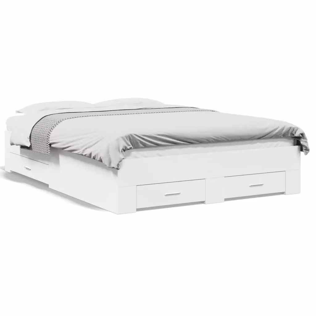 Berkfield Home Modern Bed Frame with Drawers in White, W/D/H: 140 x 190 cm – 2