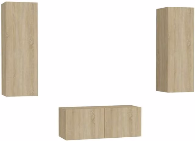 Berkfield Home 3 Piece Sonoma Oak TV Cabinet Set in Light Oak – 1