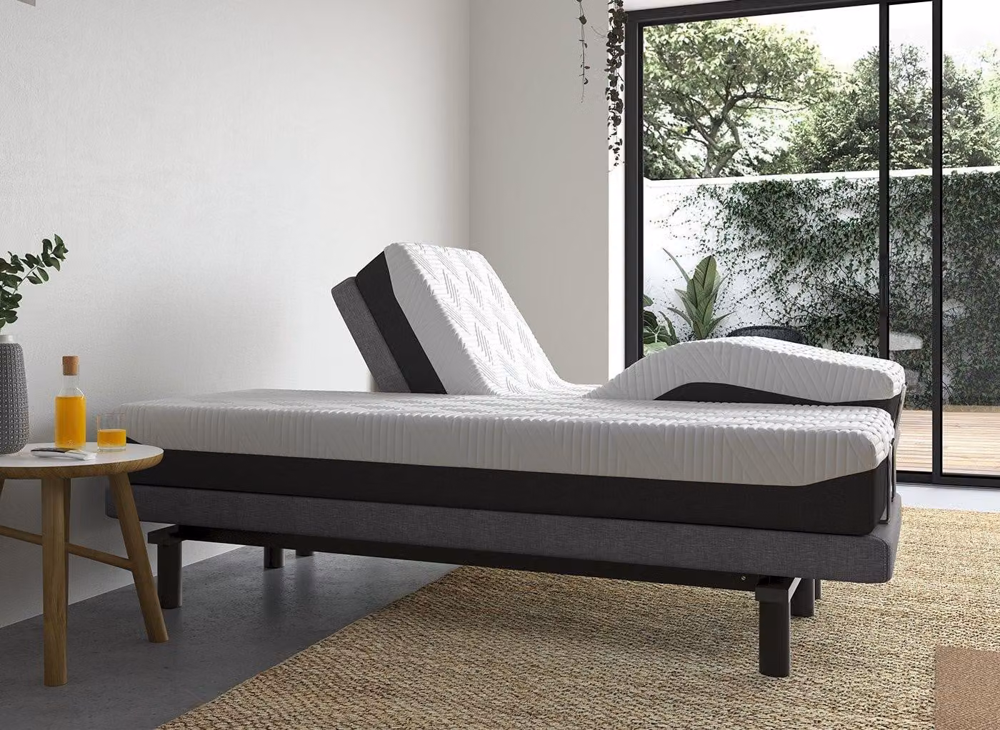 Sleepmotion 200 u&i Motorised Adjustable Bed Frame in Black or Grey, W/D/H: 200 x 200 cm