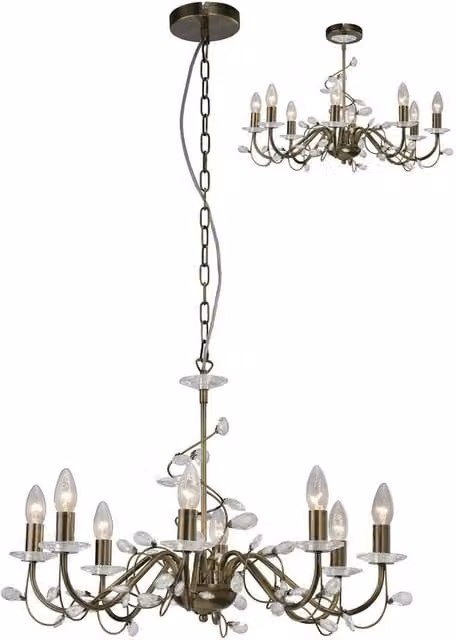 Willow Ceiling Pendant in Antique Brass and Crystal, Diameter: 64 cm