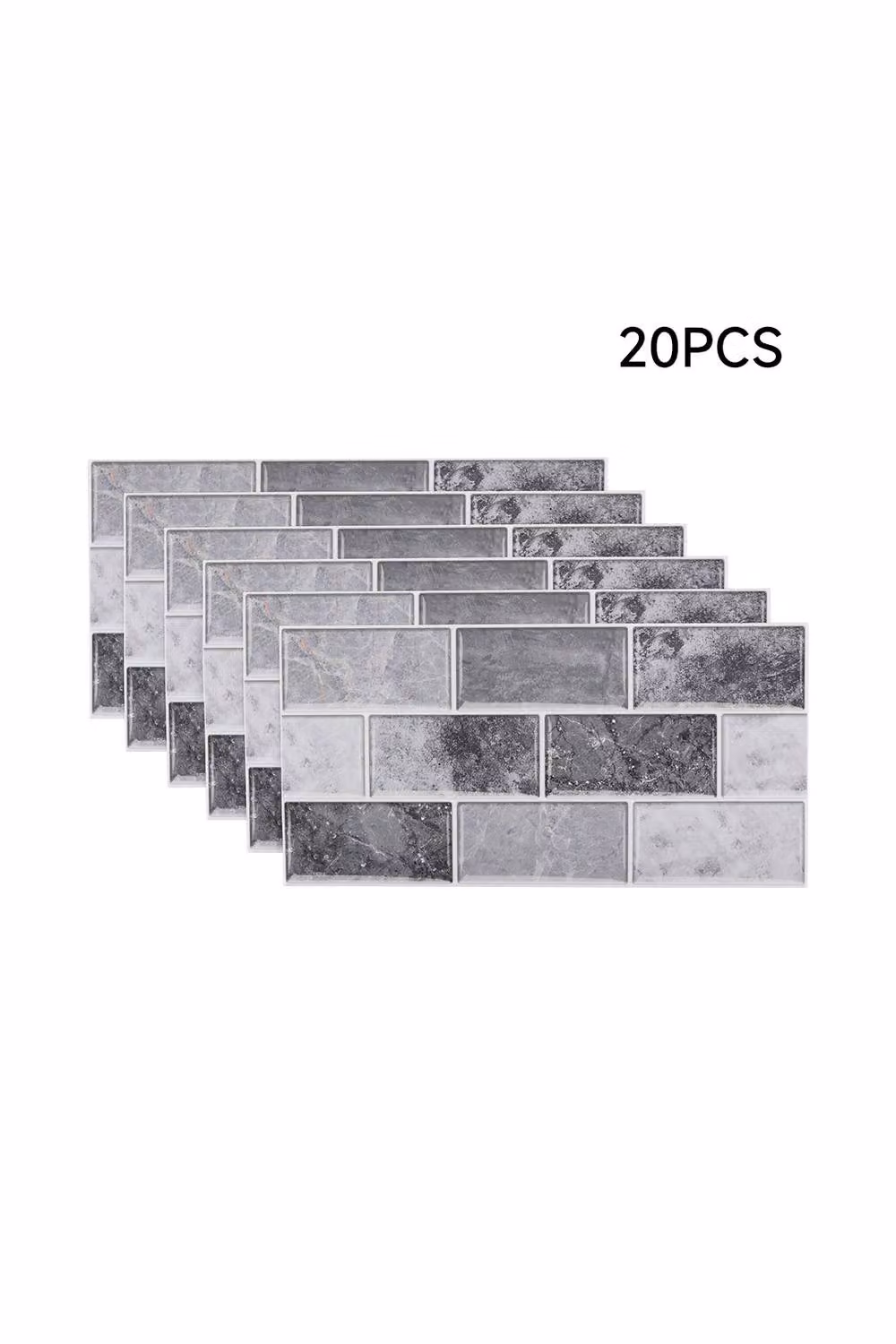 Living and Home 20-Piece Self-Adhesive Grey Brick Effect Subway Tile Splashback – 2