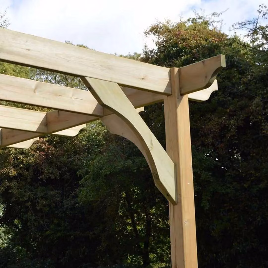 Rutland County Garden Furniture Ltd Wall Mounted Premium Lean-to Pergola in Wood and Galvanised Steel, Green, W: 420 cm, D: 240 cm, H: 270 cm – 4