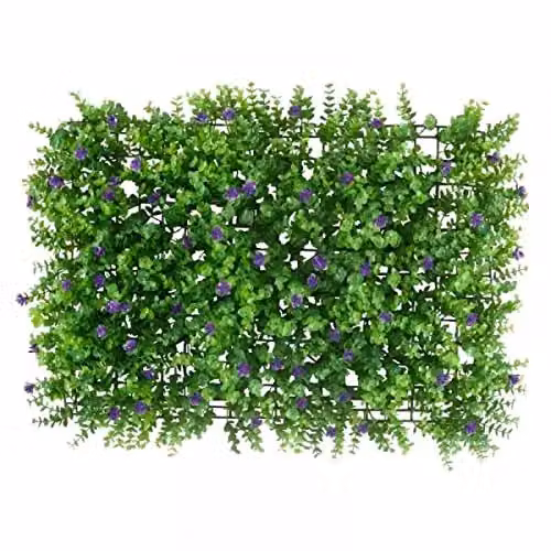 Marco Paul Expanding Artificial Hedge with Purple Flowers in Green, W: 60 cm, H: 60 cm, D: 40 cm – 2