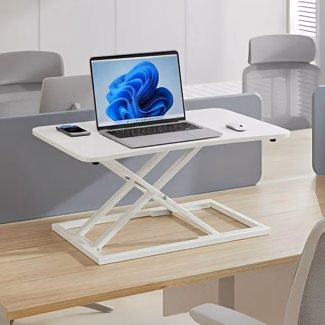 Livingandhome Height Adjustable Standing Desk Converter in White
