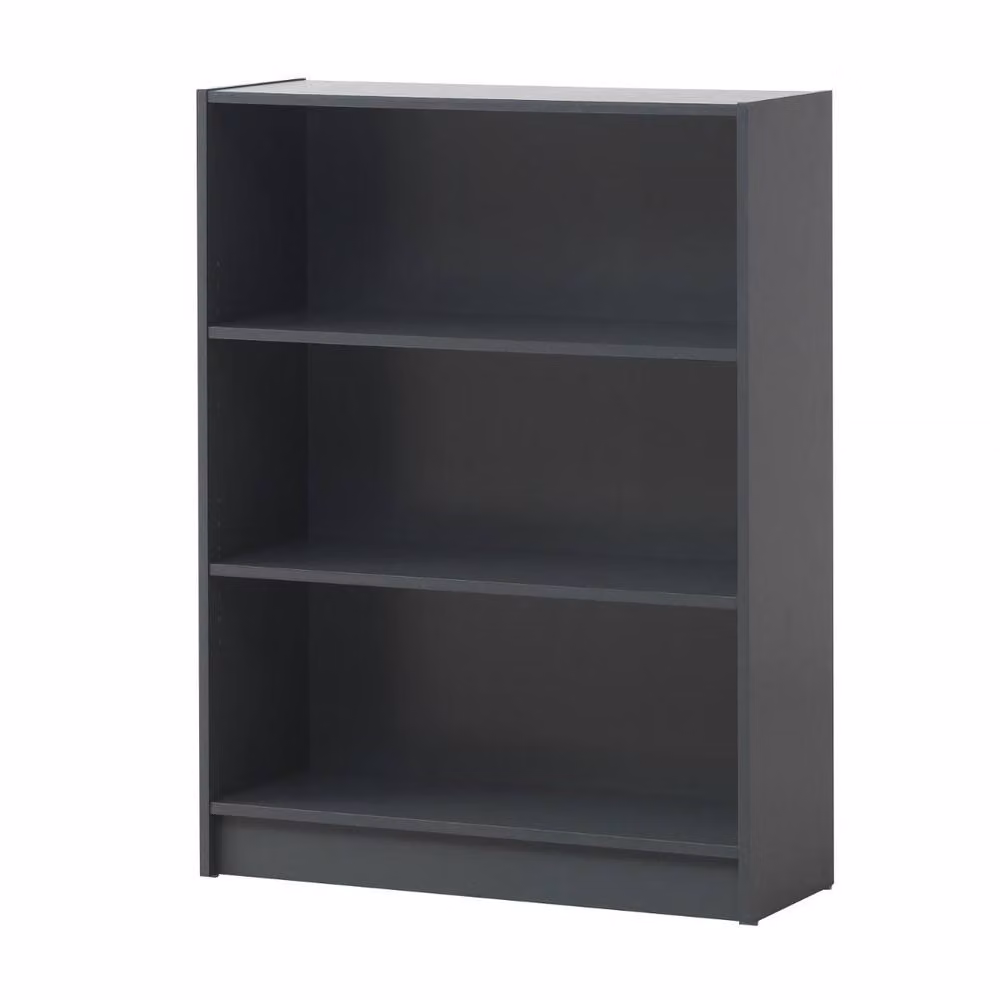 Timber Art Design 3 Tier Wide Bookcase and Display Shelving Unit in Grey with Adjustable Shelves, W/D/H: 106 x 30 x 80 cm – 3