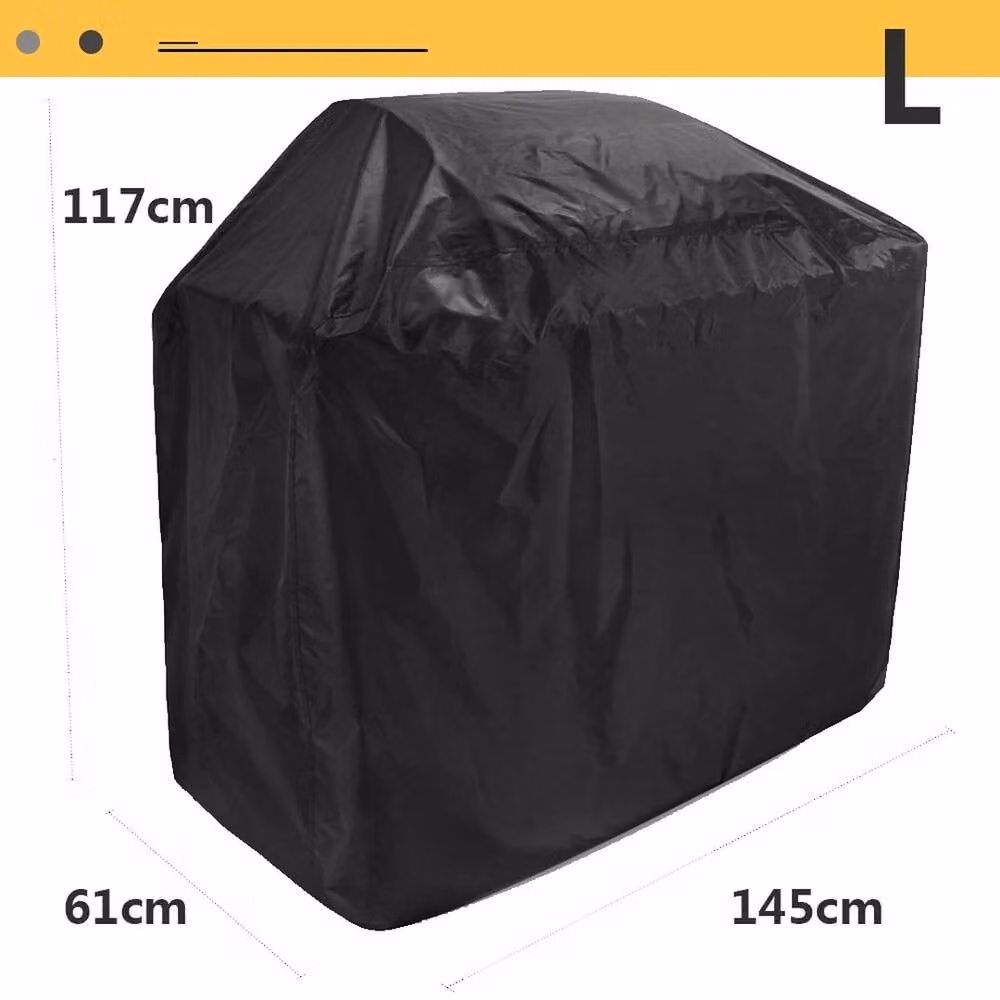KORVIXA Heavy Duty Black Polyester Gas Grill BBQ Cover W/D/H: 140 x 61 x 117 cm – 2