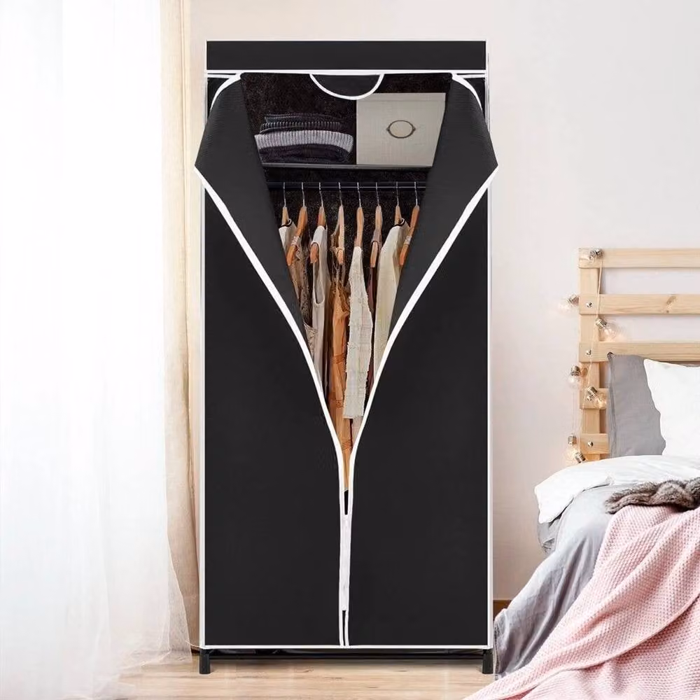 NESTLUNE Single Fabric Folding Clothes Wardrobe in Black, W/D/H: 100 x 100 x 100 cm – 2