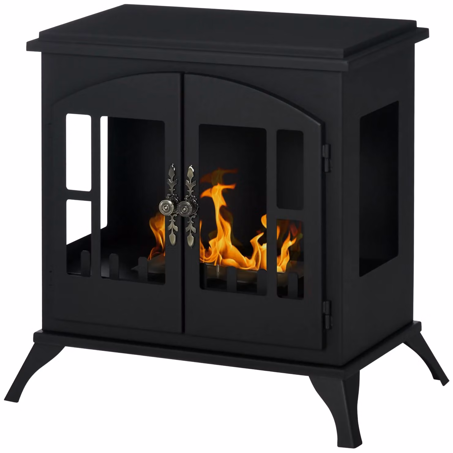 HOMCOM Black Freestanding Ethanol Bioethanol Fireplace with 0.9L Tank – 2