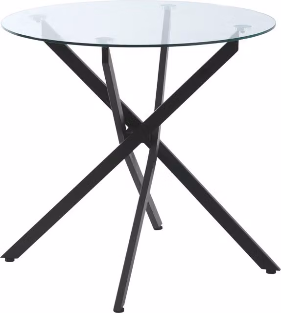 HOMCOM Modern Round Side Table with Black Metal Legs and Transparent Tempered Glass Top