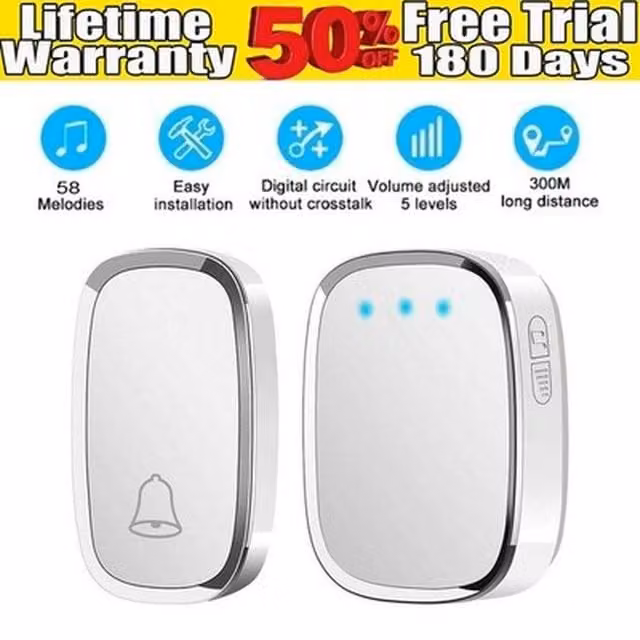 SPETLEK Long Range Plug in Cordless Home Doorbell, White – 1