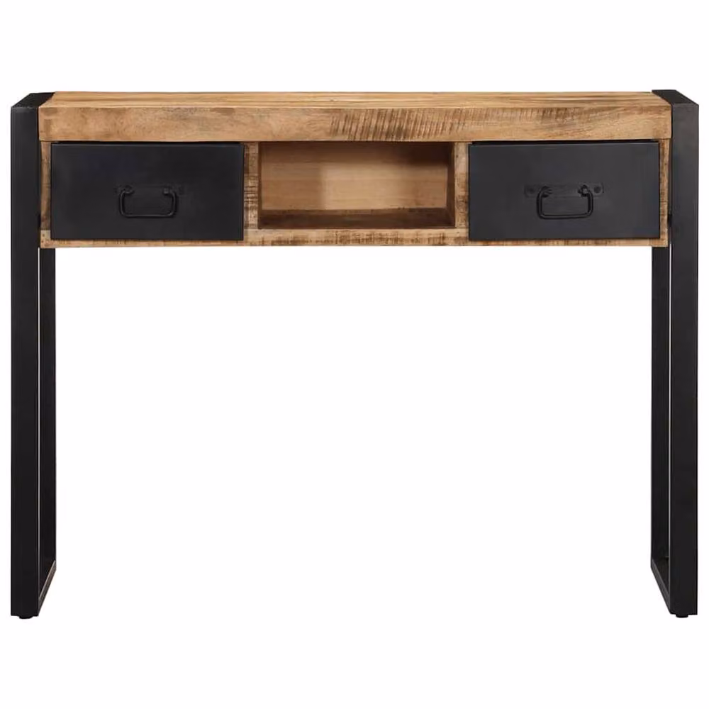 Berkfield Home Beautiful Console Table in Brown Solid Rough Mango Wood, W/D/H: 100 x 35 x 75 cm – 2