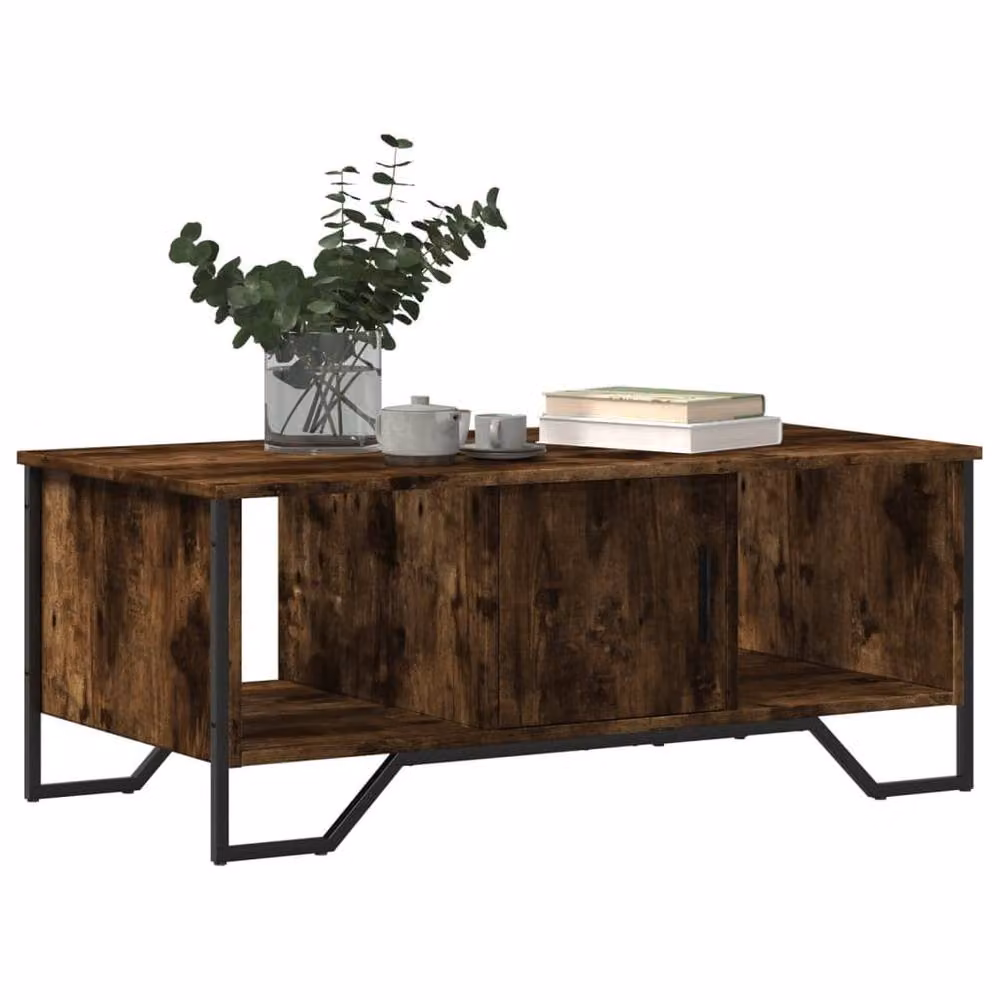 Berkfield Home Durable Smoked Oak Coffee Table in Brown, W/D/H: 100 x 51 x 40 cm – 3