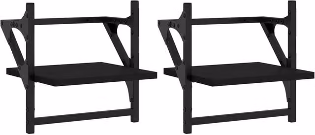 Berkfield Home Wall Shelves with Hanging Rods, 2 Pack, Black, W/D/H: 30 x 25 x 30 cm