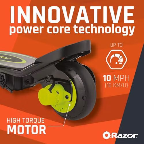 Razor PowerCore E90 Kids Electric Scooter in Green and Black with 12V Battery – 2