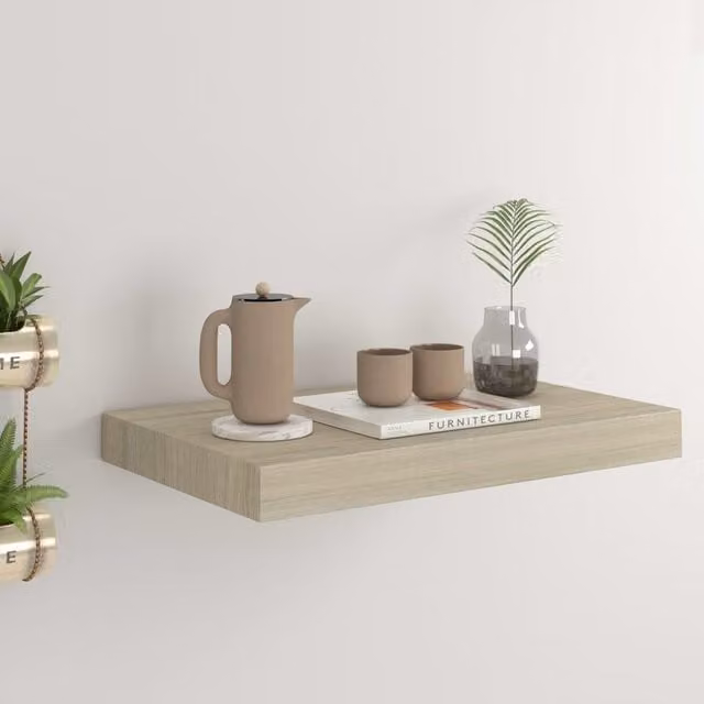 Berkfield Home Floating Wall Shelf in Oak Brown, W/D/H: 40 x 23 x 3.8 cm