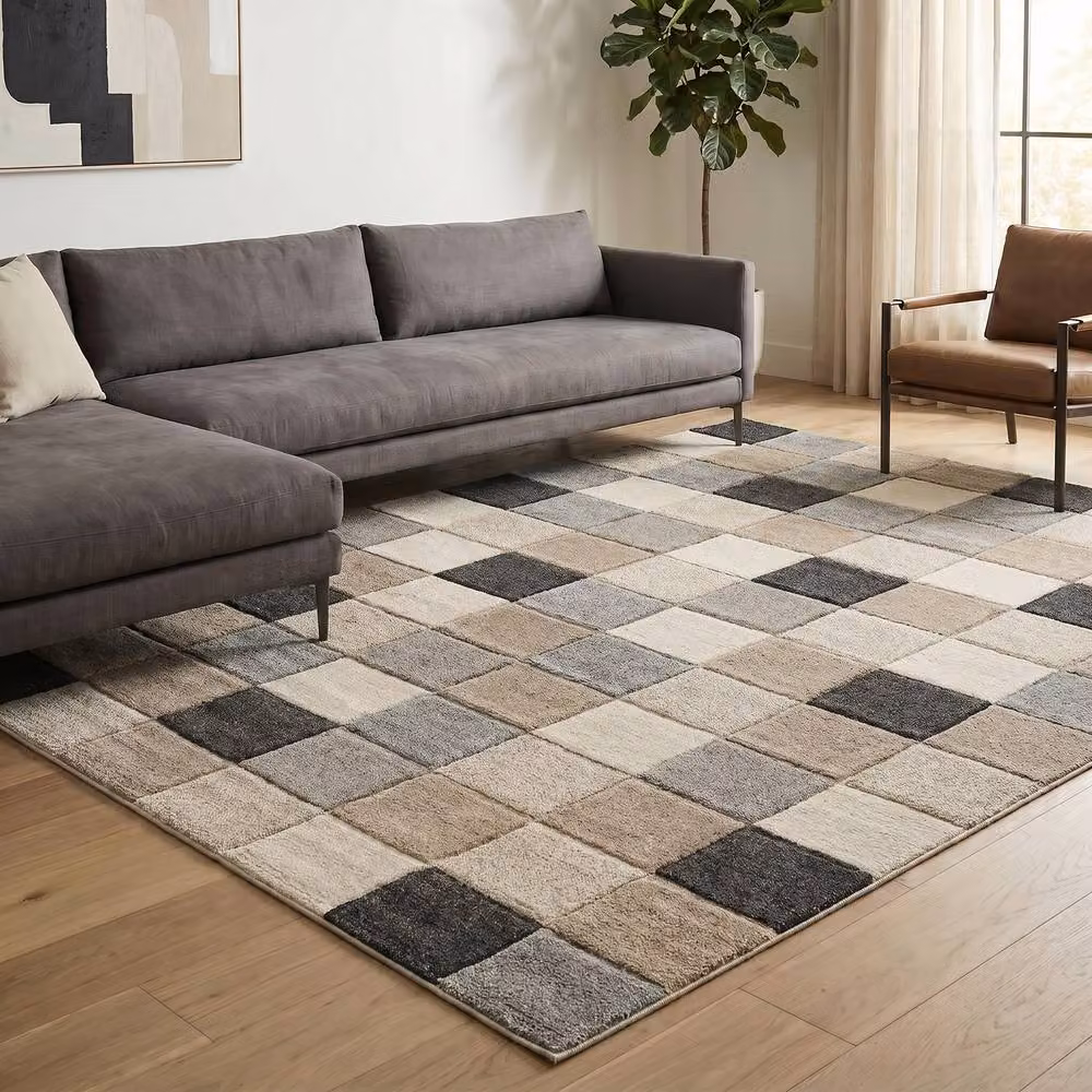 Desire Rugs Santiago Modern Geometric Patterned Carved Area Rug in Beige, W: 160 cm, L: 230 cm – 3