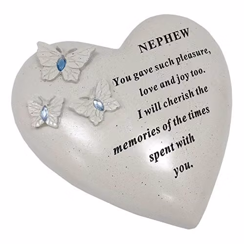 David Fischhoff Nephew Memorial Heart and Butterfly Ornament Plaque in Blue and Off-White