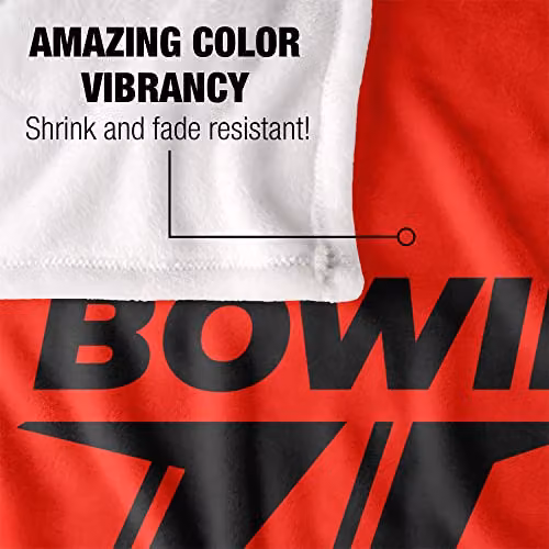LOGOVISION David Bowie 75 Single Colour Logo Super Soft Microfibre Fleece Throw Blanket, White and Red, W/D/H: 152 x 127 cm – 3