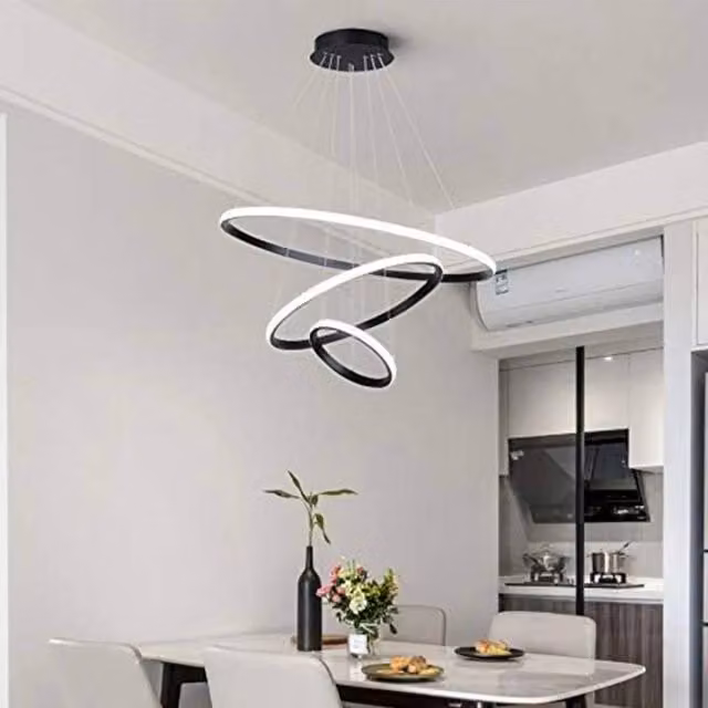 Kelvenix Modern Dimmable LED Ring Pendant Light in Black – 1