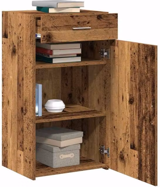 Berkfield Home Rustic Old Wood Sideboard in Brown, W/D/H: 93 x 42.5 x 30 cm