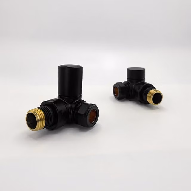 Lux Heat Black Round Manual Corner Valve Set