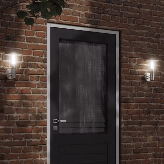 Berkfield Home Set of 2 Modern Silver Stainless Steel Outdoor Up and Down Wall Lights