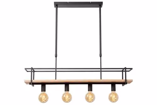 Lucide Milonga Dimmable Scandinavian Hanging Pendant Light in Black with 4 x E27 Sockets – 1