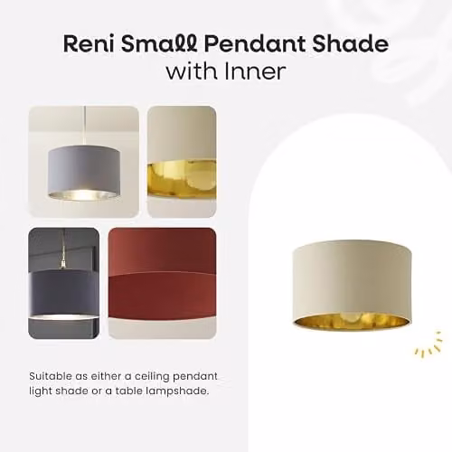 ValueLights Reni Cylinder Pendant Lamp Shade in Grey with Chrome Inner, Width: 25 cm – 4
