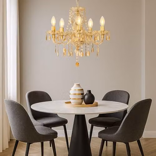 Netlighting Marie Crystal Chandelier in Gold with 5 x E14 Sockets, D x H: 48 x 150 cm – 2