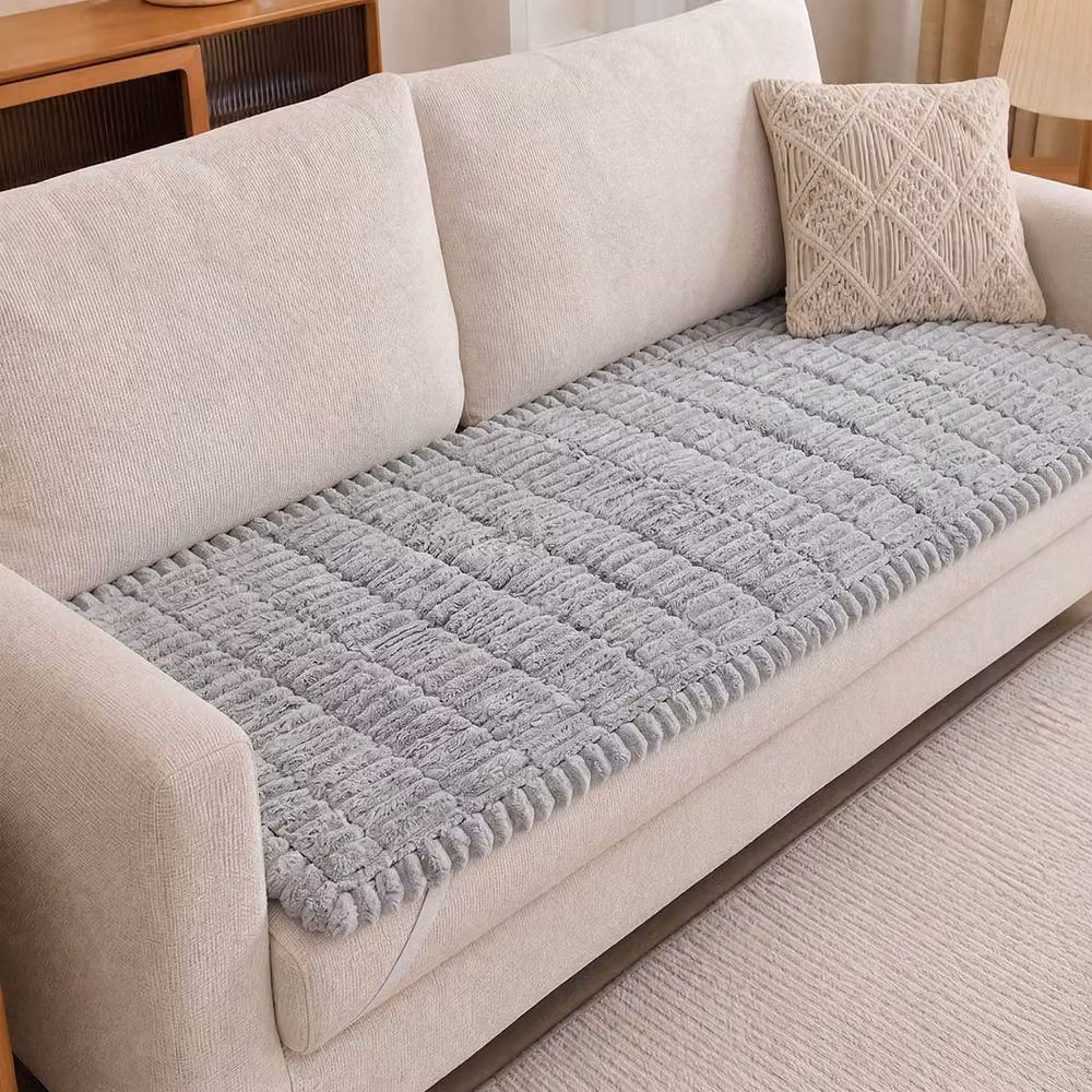 Marlow Corduroy Sofa Cover in Light Grey, W: 70 cm, L: 180 cm – 3