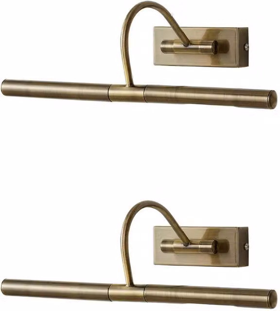 ValueLights Capri Pair of Adjustable Twin Bulb Picture Wall Lights in Gold – 1