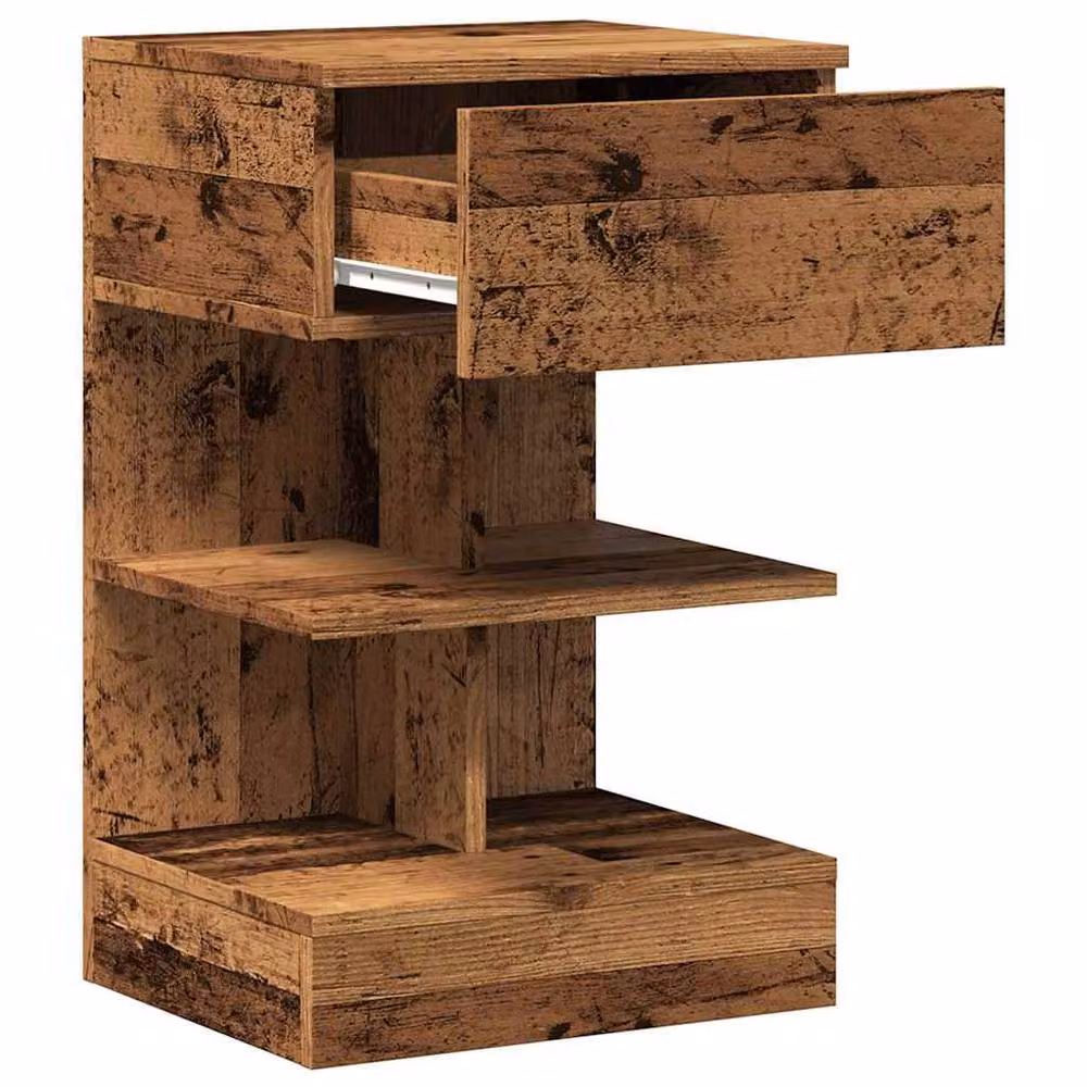 Berkfield Home Set of 2 Bedside Cabinets in Old Wood Brown, W/D/H: 40 x 35 x 65 cm – 5