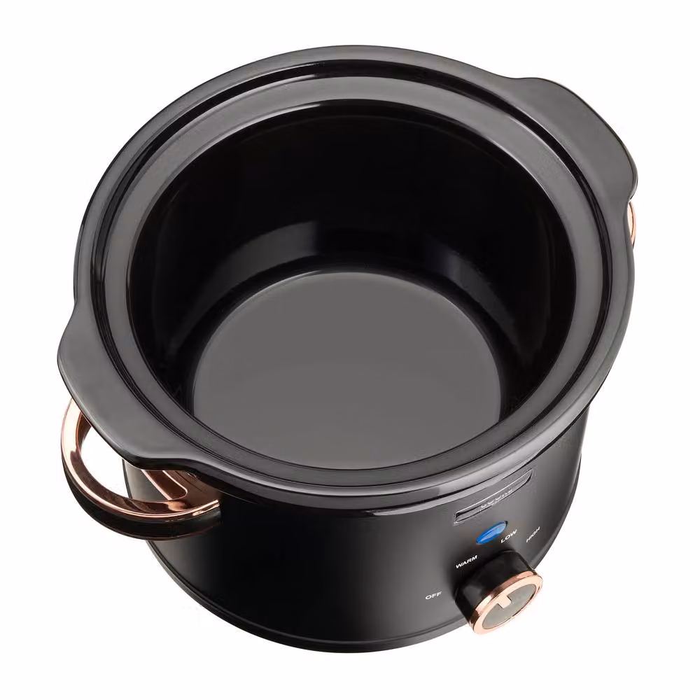 Cooks Professional 2.5L Slow Cooker with Glass Lid and Removable Dishwasher Safe Bowl in Black and Rose Gold – 4