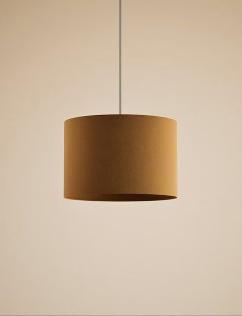 M&S Modern Ochre Velvet Cylinder Lamp Shade