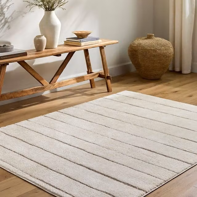 Livabliss PNW Home Cascade Modern High Pile Living and Dining Rug in Ivory and Brown, W: 200 cm, D: 275 cm