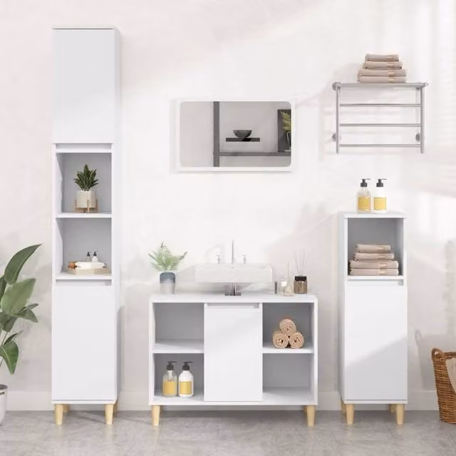 Berkfield Home White Freestanding Bathroom Sink Cabinet W/D/H: 80 x 33 x 60 cm