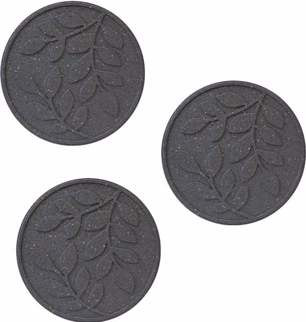 Primeur Grey Leaf Rubber Stepping Stones, Set of 3