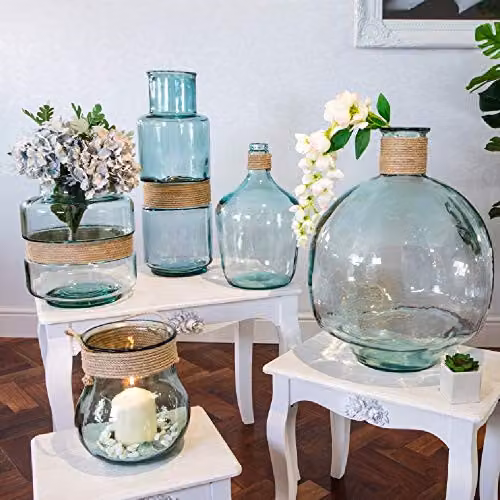 Verano Spanish Ceramics Decorative Hanging Glass Jar in Transparent, Height: 20 cm – 4