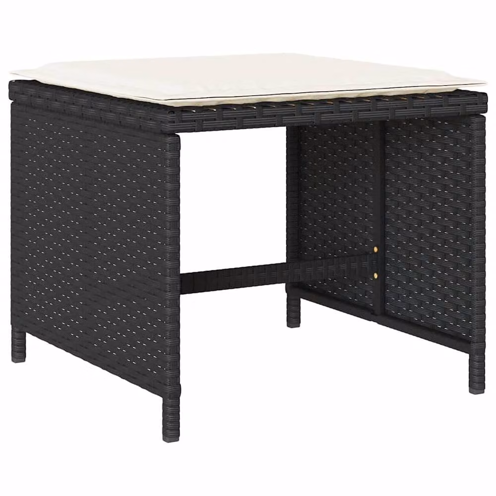 Berkfield Home 11 Piece Black Poly Rattan Garden Dining Set with Cushions and Glass Top – 3